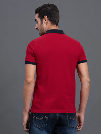 Men's Red Regular Fit Typography Half Sleeve Casual T-Shirt