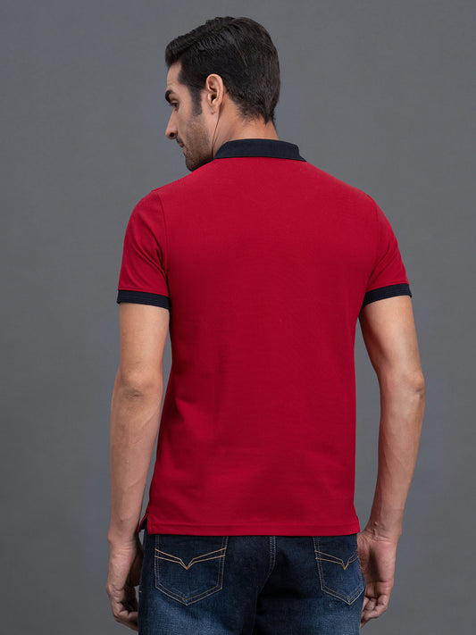 Men's Red Regular Fit Typography Half Sleeve Casual T-Shirt