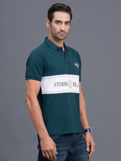 Men's Teal Regular Fit Typography Half Sleeve Casual T-Shirt