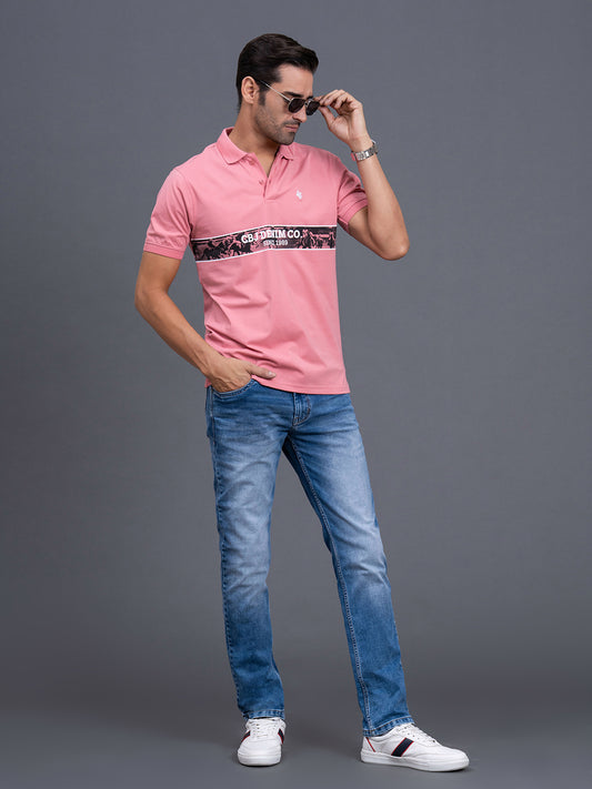 Men's Navy Regular Fit Typography Half Sleeve Casual T-Shirt