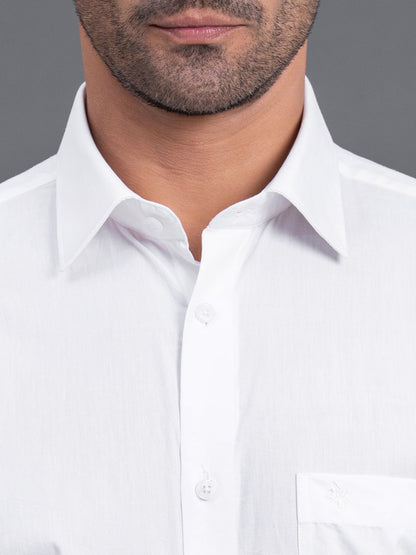 Men's White Solid Regular Fit Full Sleeve Casual Shirt