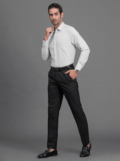 Men's Grey Self Design Slim Fit Full Sleeve Casual Shirt