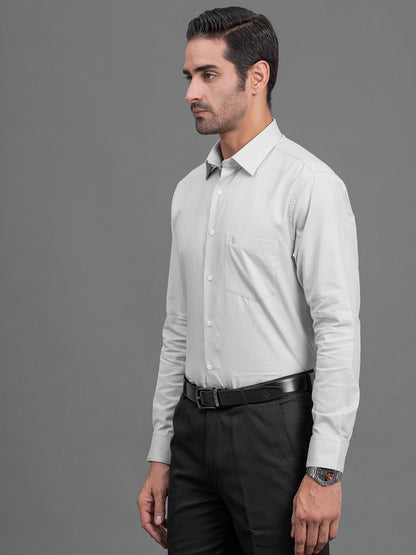 Men's Grey Self Design Slim Fit Full Sleeve Casual Shirt