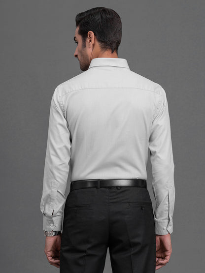 Men's Grey Self Design Slim Fit Full Sleeve Casual Shirt