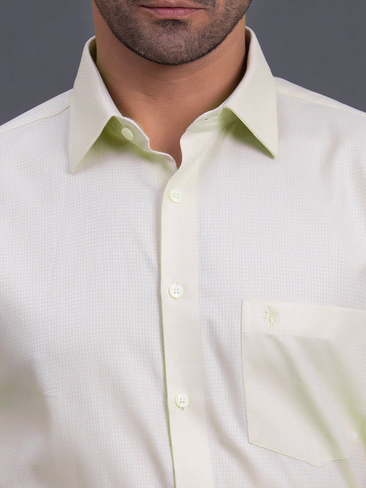 Men's Beige Textured Regular Fit Full Sleeve Casual Shirt