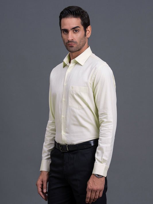 Men's Beige Textured Regular Fit Full Sleeve Casual Shirt