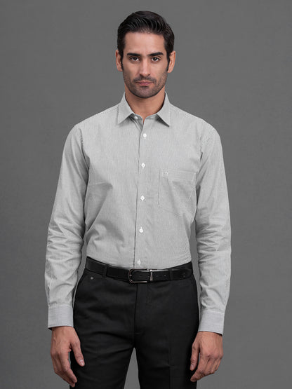 Men's Black Striped Regular Fit Full Sleeve Casual Shirt