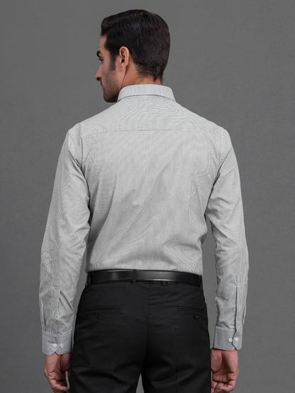 Men's Black Striped Regular Fit Full Sleeve Casual Shirt