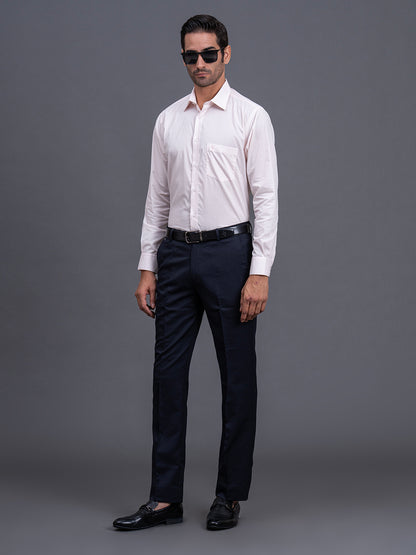 Men's Peach Solid Regular Fit Full Sleeve Casual Shirt