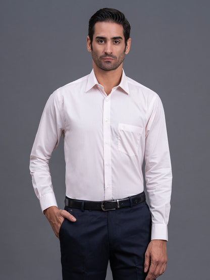 Men's Peach Solid Regular Fit Full Sleeve Casual Shirt