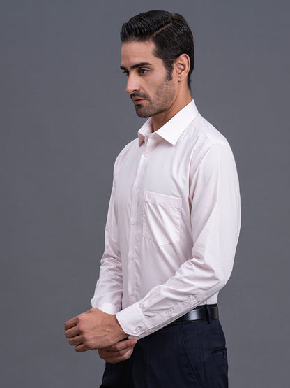 Men's Peach Solid Regular Fit Full Sleeve Casual Shirt