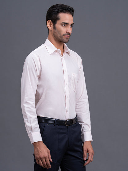 Men's Peach Solid Regular Fit Full Sleeve Casual Shirt