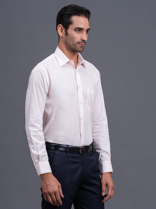 Men's Peach Solid Regular Fit Full Sleeve Casual Shirt