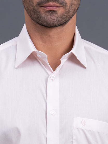 Men's Peach Solid Regular Fit Full Sleeve Casual Shirt