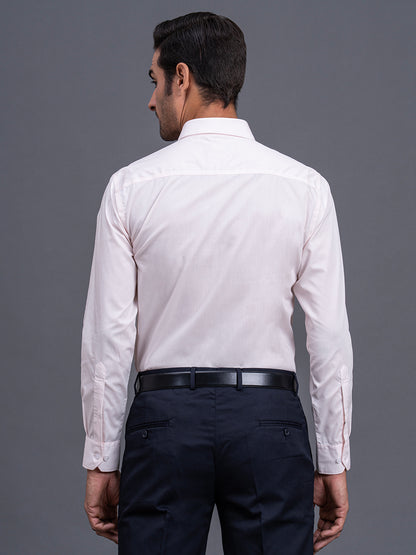 Men's Peach Solid Regular Fit Full Sleeve Casual Shirt