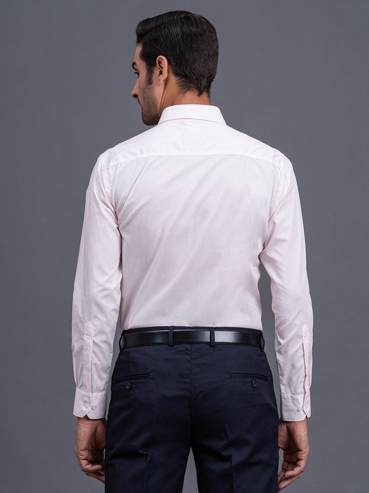 Men's Peach Solid Regular Fit Full Sleeve Casual Shirt