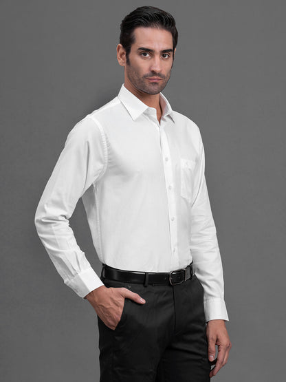 Men's White Self Design Slim Fit Full Sleeve Casual Shirt
