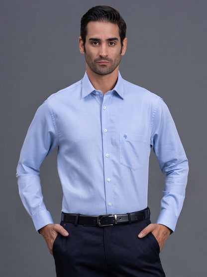 Men's Light Blue Slim Fit Checkered Full Sleeve Casual Shirt