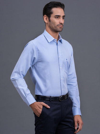 Men's Light Blue Slim Fit Checkered Full Sleeve Casual Shirt