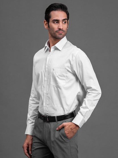 Men's Grey Printed Slim Fit Full Sleeve Casual Shirt