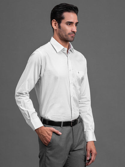 Men's Grey Printed Slim Fit Full Sleeve Casual Shirt