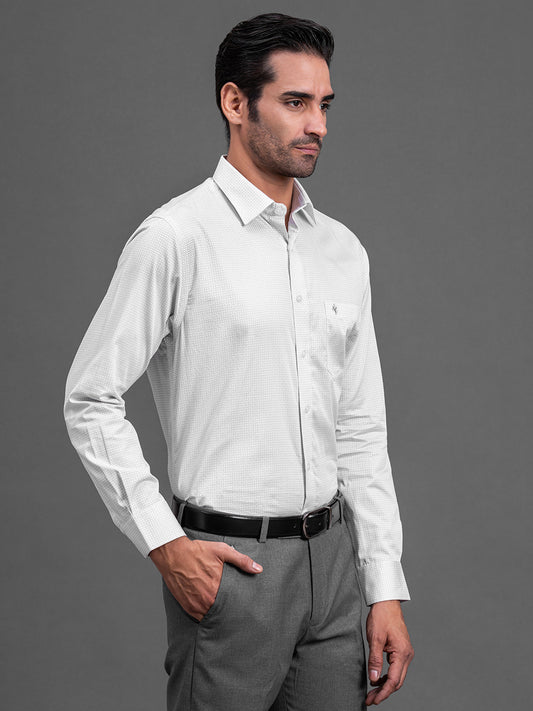 Men's Grey Printed Slim Fit Full Sleeve Casual Shirt
