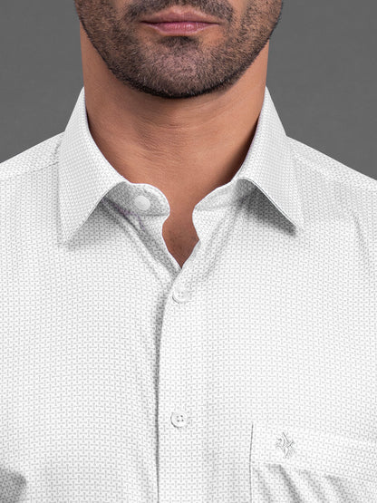 Men's Grey Printed Slim Fit Full Sleeve Casual Shirt