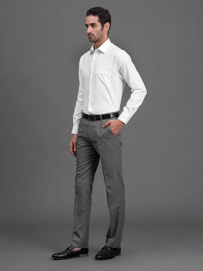Men's White Solid Regular Fit Full Sleeve Casual Shirt