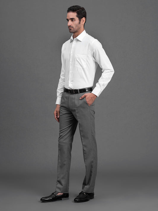 Men's White Solid Regular Fit Full Sleeve Casual Shirt