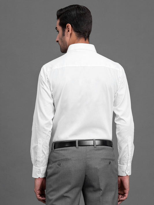 Men's White Solid Regular Fit Full Sleeve Casual Shirt