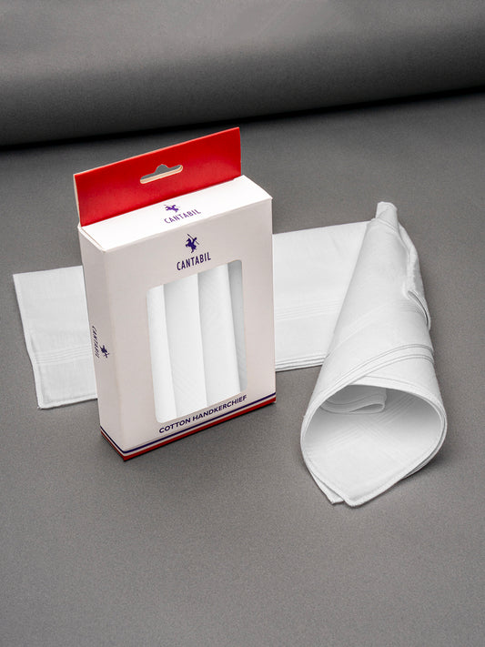 Men's White Solid 100% Cotton Handkerchief ( Pack of 5 )