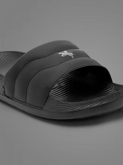 Men's Black Casual Colourblock Slider