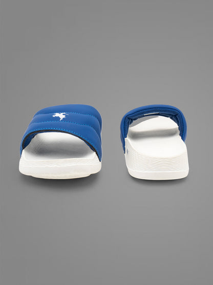 Men's White & Blue Casual Colourblock Slider