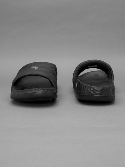 Men's Black Casual Colourblock Slider