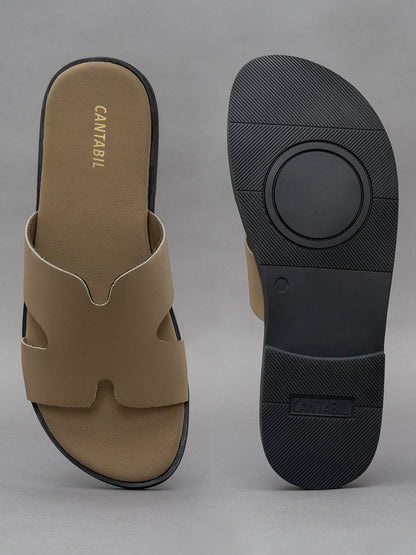Men's Brown Solid Casual Slipper