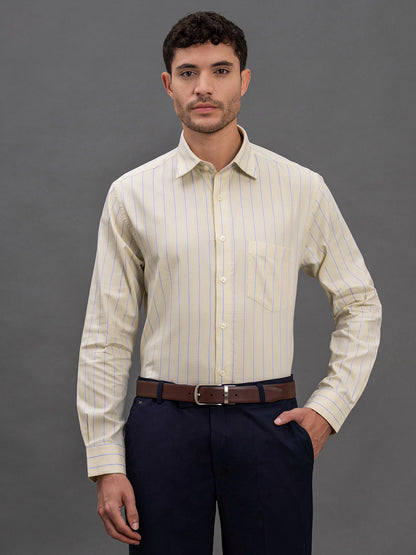 Men's Lemon Slim Fit Striped Full Sleeve Formal Shirt