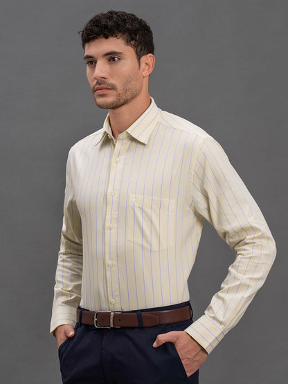Men's Lemon Slim Fit Striped Full Sleeve Formal Shirt