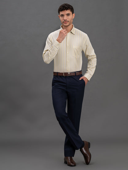 Men's Lemon Slim Fit Striped Full Sleeve Formal Shirt