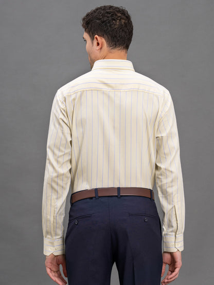 Men's Lemon Slim Fit Striped Full Sleeve Formal Shirt