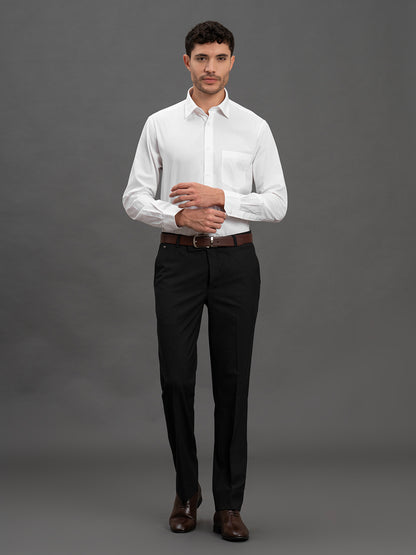 Men's White Slim Fit Solid Full Sleeve Formal Shirt