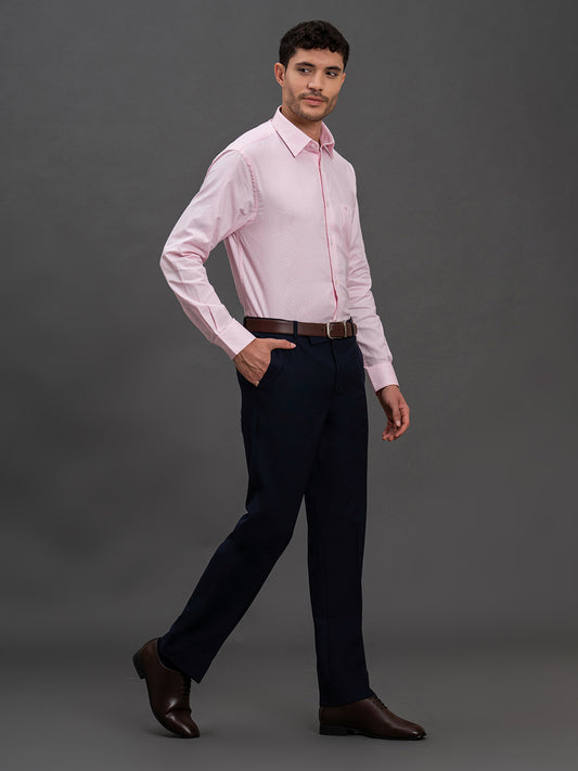 Men's Pink Slim Fit Self Design Full Sleeve Formal Shirt