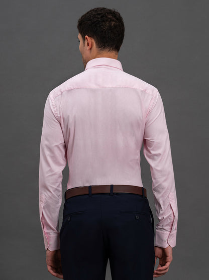 Men's Pink Slim Fit Self Design Full Sleeve Formal Shirt