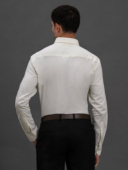 Men's Yellow Slim Fit Self Design Full Sleeve Formal Shirt