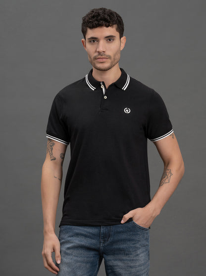 Men's Black Regular Fit Solid Half Sleeve Casual T-Shirt