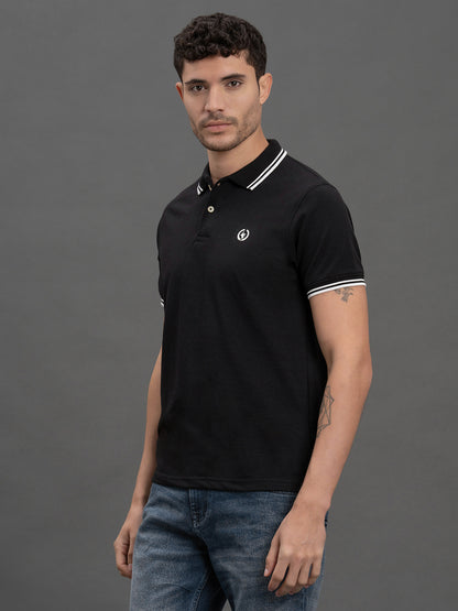 Men's Black Regular Fit Solid Half Sleeve Casual T-Shirt