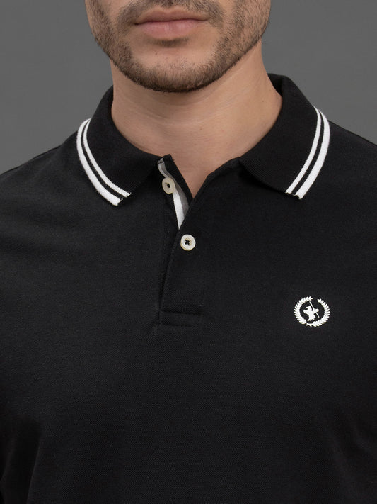 Men's Black Regular Fit Solid Half Sleeve Casual T-Shirt