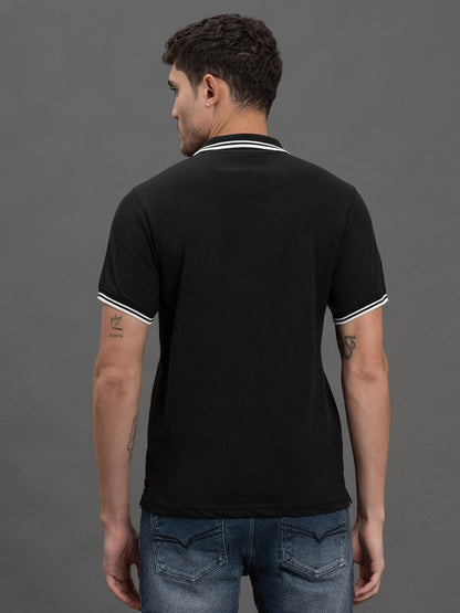 Men's Black Regular Fit Solid Half Sleeve Casual T-Shirt