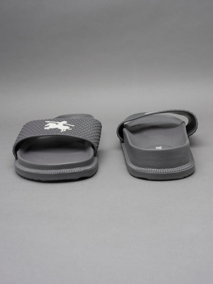 Men's Grey Solid Casual Sliders