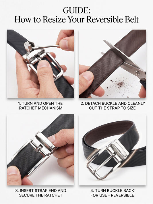 Men's Black & Brown Reversible Formal Leather Belt| Premium Rotating Twist Buckle | Gents Stylish Waist Belt