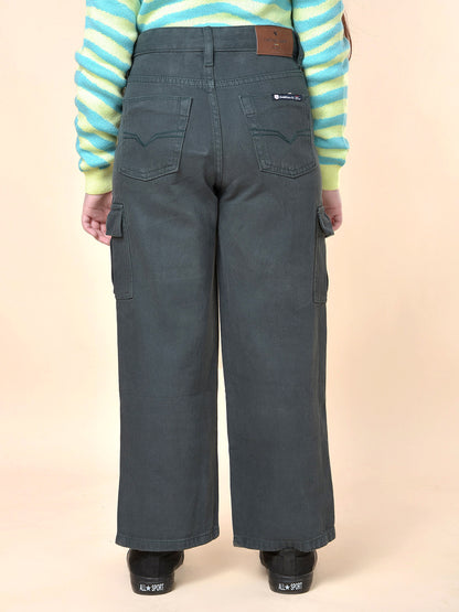 Casual Cargo for Girls | Breathable & Soft with Color Fastness Regular Fit Cotton Fabric Button Closure Solid Pattern